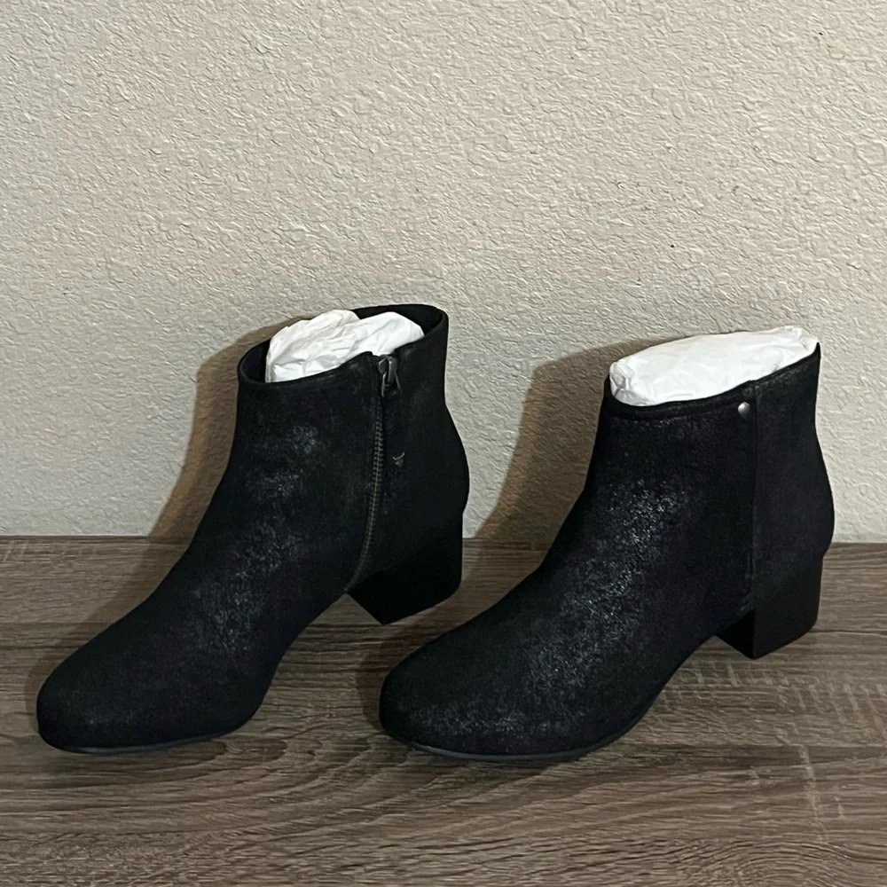 Designer H.S Trask Vivian Black Metallic Suede Ankle Boots - Picture 3 of 16